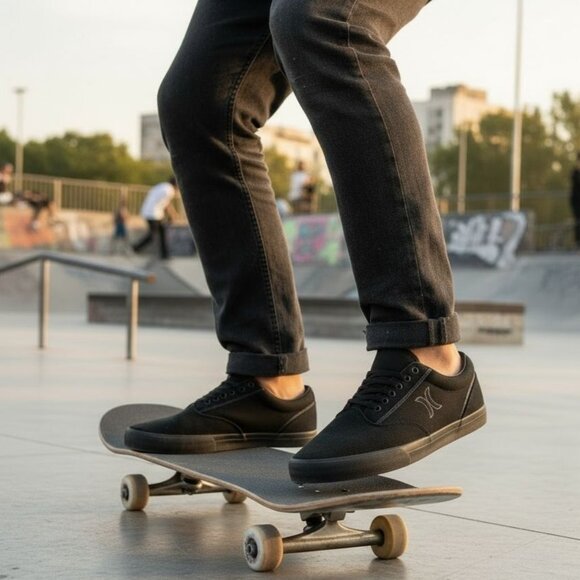 Hurley 8 Sneaker Men Arlo Canvas Lace-up Casual Shoes Classic Black Athleisure - Picture 3 of 13